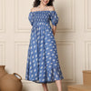 Aawari Chanderi Unique Printed Off Shoulder Dresses / Maxi Dresses / Western Wear