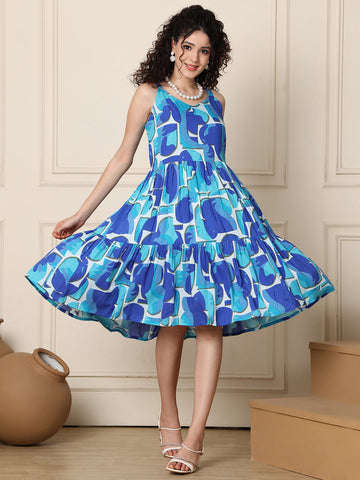 Aawari Unique Rayon Printed Short Dress - Midi Dresses / Western Wear