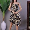 Aawari Abstract Print Smocked Asymmetrical Hem Dress - Midi Dresses / Western Wear