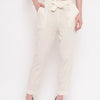 Aawari Women Cotton Solid Belt Pants