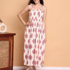 Aawari Elegant Cream & Pink Floral Printed Cotton Bobbin dress with Tie-Up Straps -  Western Wear