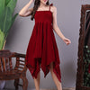 Aawari Junglee Velvet Maroon Handkerchief Hem Dress - Midi Dresses / Western Wear