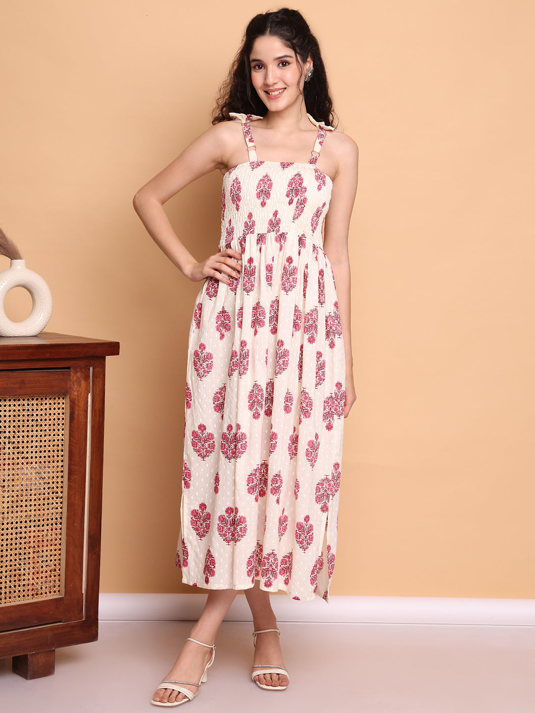 Aawari Cotton Printed Fit & Flare Dress - Western Wear