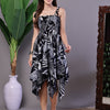 Aawari Black & White Leaf Print Cotton Handkerchief Hem Dress - Midi Dresses / Western Wear
