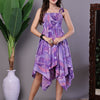 Aawari Purple Printed Cotton Handkerchief Hem Midi Dress - Midi Dresses / Western Wear
