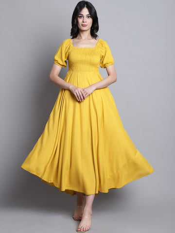 Aawari Women Rayon Solid Elegant Dresses / Maxi Dresses / Western Wear