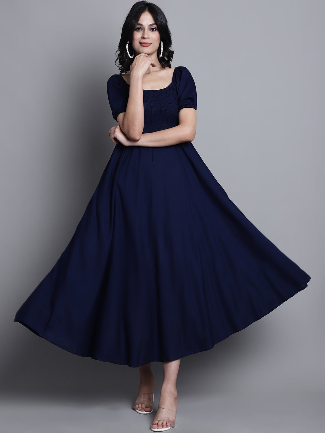 Aawari Women Rayon Solid Elegant Dresses / Maxi Dresses / Western Wear