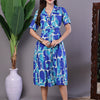 Aawari Blue Abstract Print Cotton Shirt Dress - Midi Dresses / Western Wear / Dresses