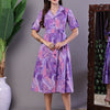 Aawari Purple Abstract Print Cotton Shirt Dress - Midi Dresses / Western Wear / Dresses