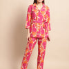 Aawari Women's Printed Co-ord Sets in Pink & Orange - Rayon Casual Wear / Western Wear