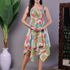Aawari Multicolor Junglee Print Handkerchief Hem Cotton Dress - Midi Dresses / Western Wear