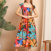 Aawari Tropical Leaf Print Cotton Flared Dresses / Maxi Dresses / Western Wear