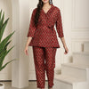 Maroon Gold Printed Chanderi Co-ord Sets with Wrap Top & Straight Pants