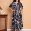 Aawari Women’s Black & White Leaf Print Maxi Dresses - Stylish Long Dress for casual & Party Wear Dresses / Western Wear