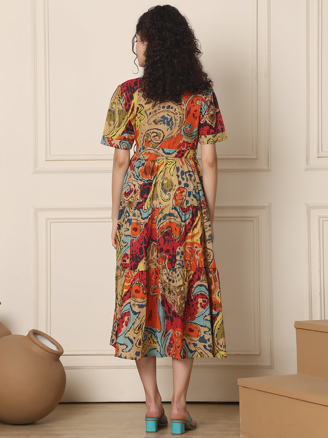 Aawari Cotton Printed Shirt Collar Dresses / Western Wear