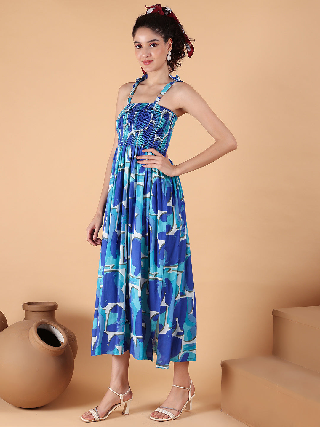 Aawari Rayon Printed Strap Dress - Western Wear