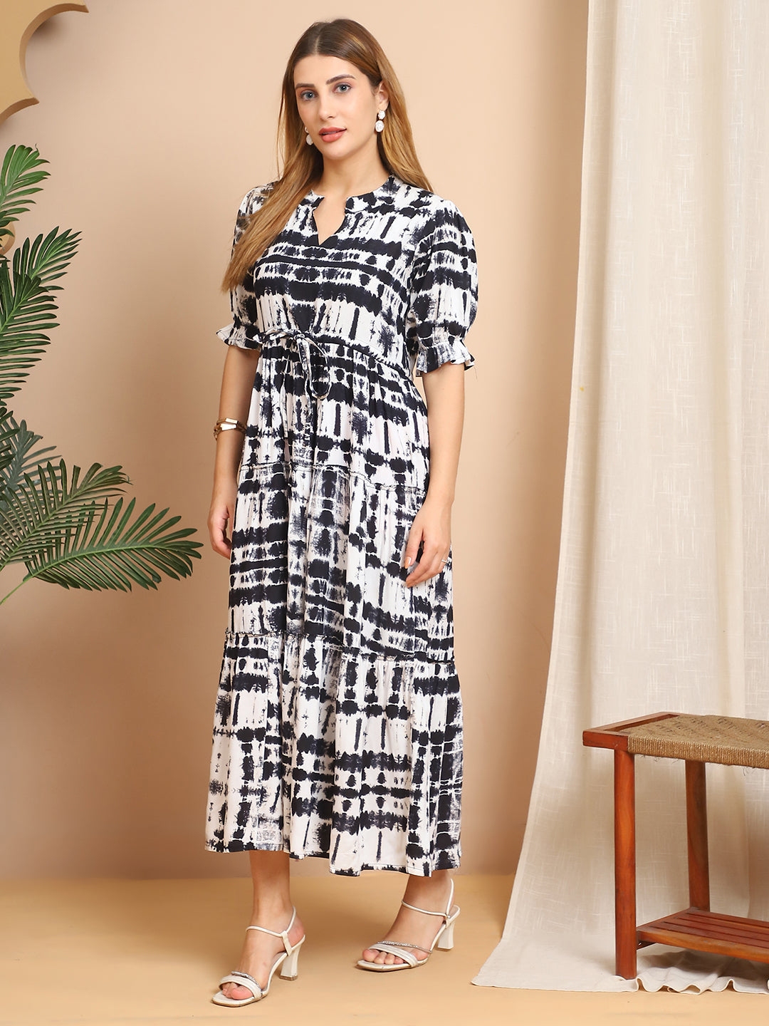 Aawari A-Line Rayon Printed Knot Dresses / Maxi Dresses / Western Wear