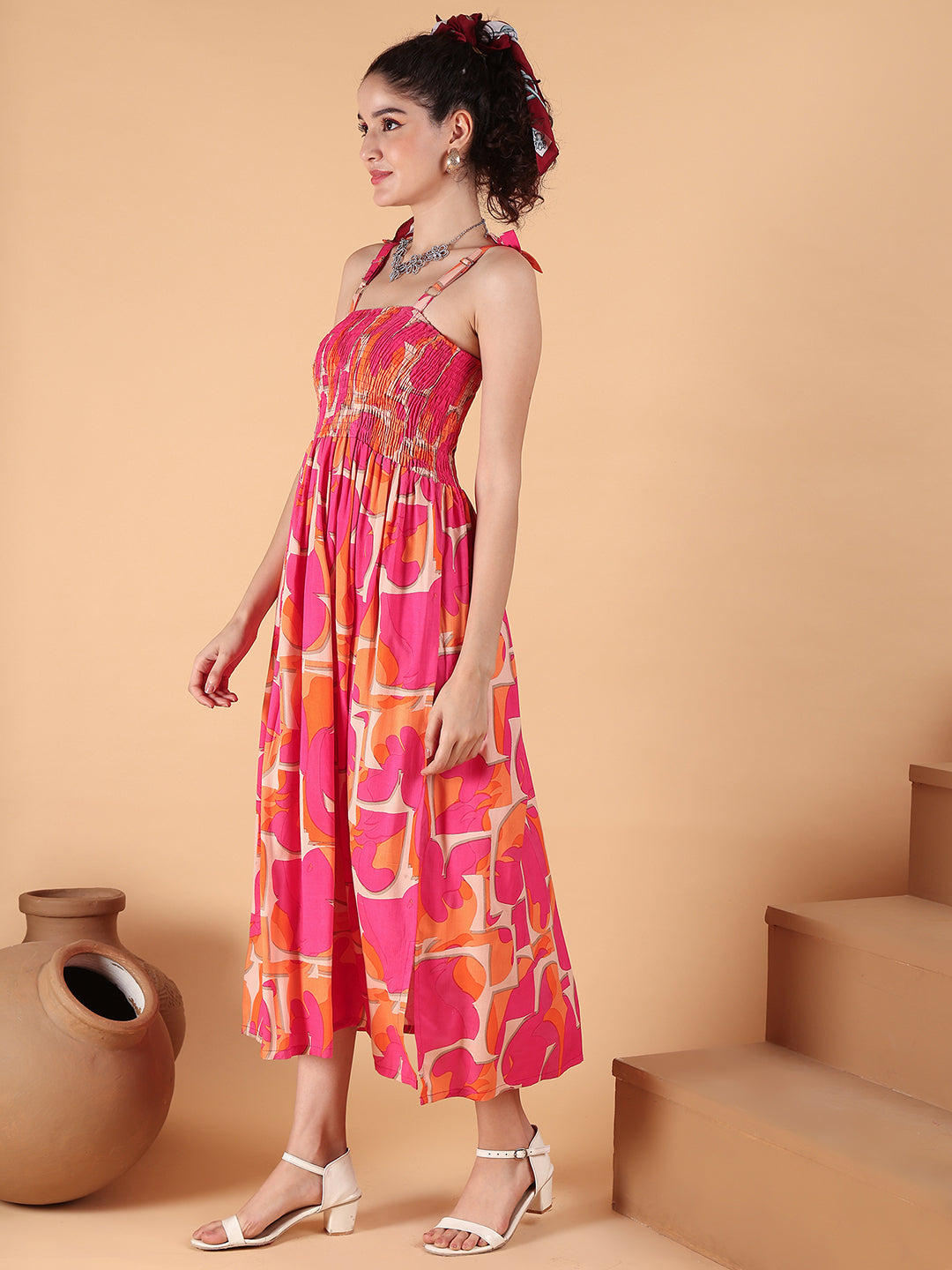 Aawari Rayon Printed Strap Dress - Western Wear