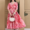 Aawari Women Cotton Printed Knot Dresses With Puff Sleeves / Western Wear