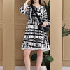 Aawari Rayon Tie & Dye Black And White Short Dress - Midi Dresses / Western Wear