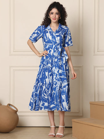 Aawari Ocean Sketch Cotton Dresses / Western Wear