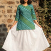 Women’s Green Leheriya Printed Cotton Kurta with Chikankari Flared Skirt Set