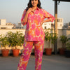 Women’s Pink & Orange Abstract Printed Rayon Shirt & Pant Co-Ord Set