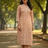 Women's Pink & Green Floral Print Cotton Straight Suit Sets