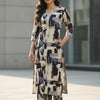 Women's Abstract Brushstroke Print Cotton Suit Sets - Beige & Black