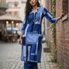 Women's Bold Geometric Block Print Rayon Suit Sets - Shades of Blue