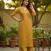 Women's Sunny Yellow Leheriya Print Cotton Suit Sets