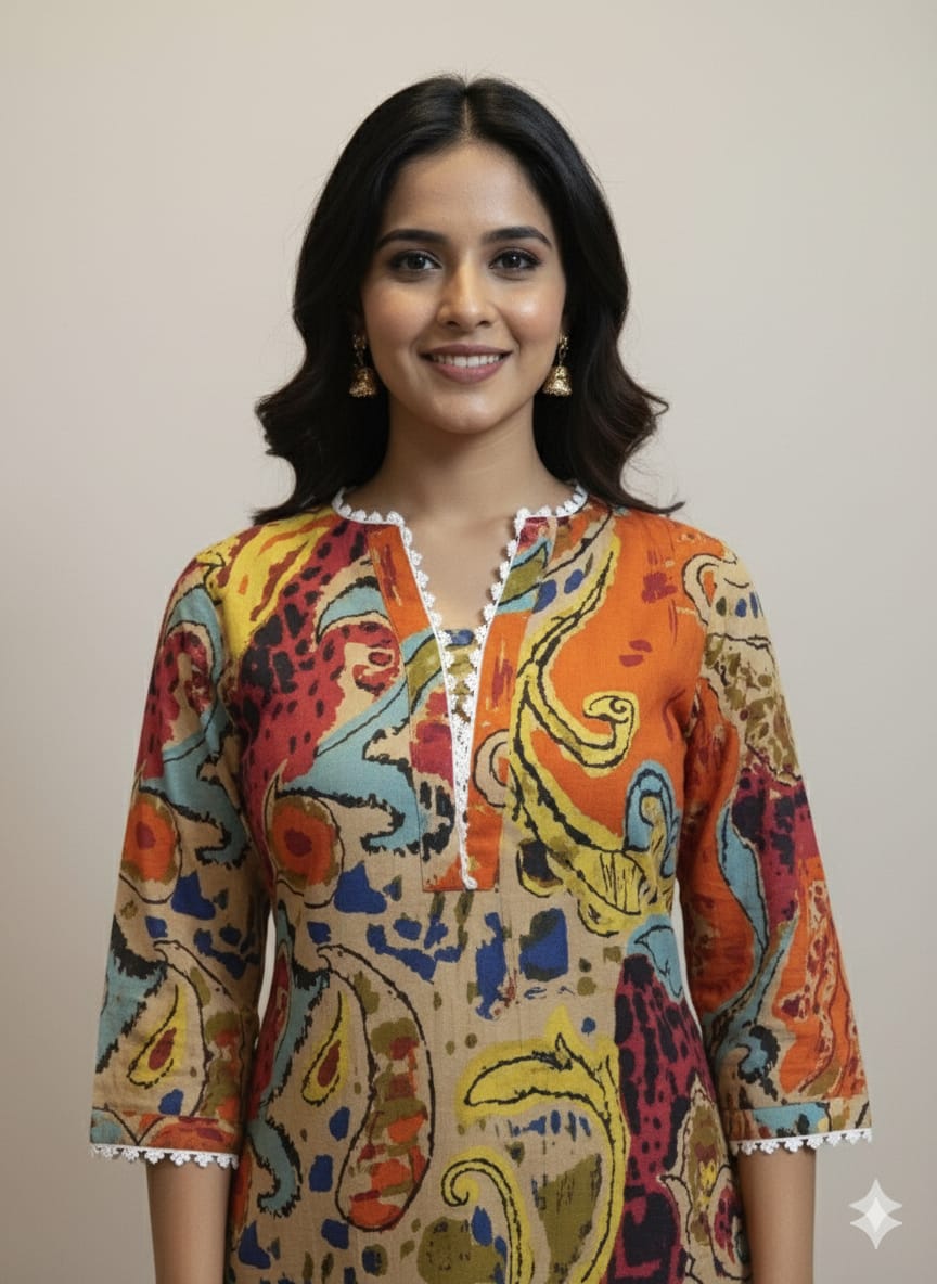 Women's Vibrant Abstract Print Cotton Suit Sets - Multicolor