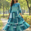 Women’s Green Box Abstract Printed Rayon Kurta with Flared Skirt Set