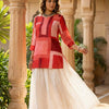 Women’s Red Box Abstract Printed Rayon Kurta with Chikankari Flared Skirt Set
